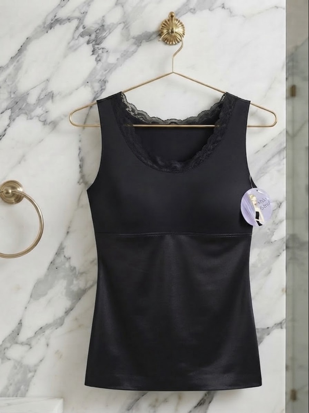 NWT SPANX 3X CAMI HIDE AND SLEEK SHAPWEAR TANK TOP LACE TRIM BLACK